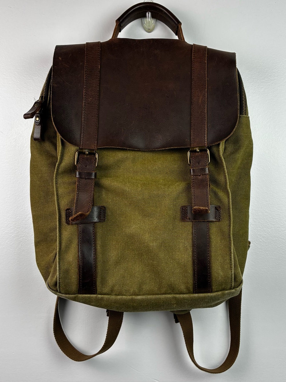 Woosir Vintage Early 2000’s Leather & Heavy Canvas Backpack